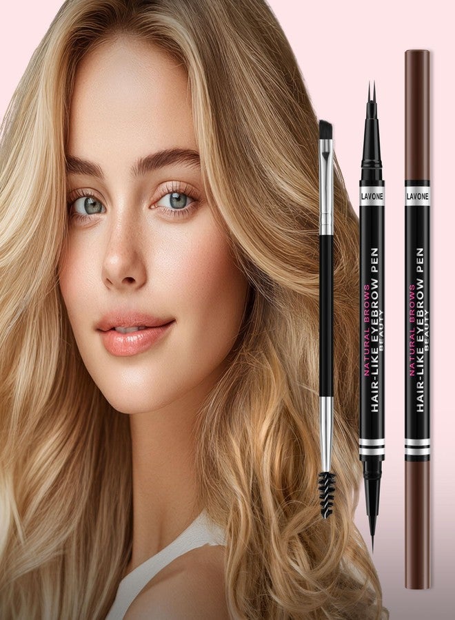 LAVONE Eyebrow Pencil, 2-in-1 Waterproof Eyebrow Pen, with 2 Tip Microblading Eyebrow Pencil and Ultra-Precise Brow Pencil, with Eyebrow Brush, Eyebrow Pencils for Women, Natural Hair-Like Brows - Taupe - Image 5